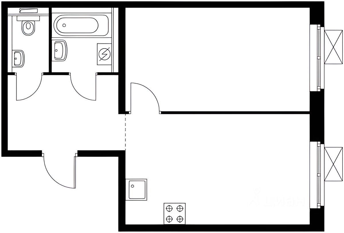 Планировка этой квартиры по данным Циан