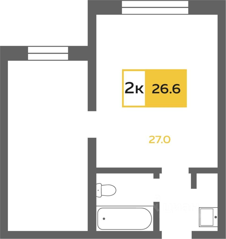 Планировка этой квартиры по данным Циан