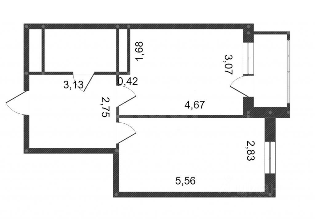 Планировка этой квартиры по данным Циан