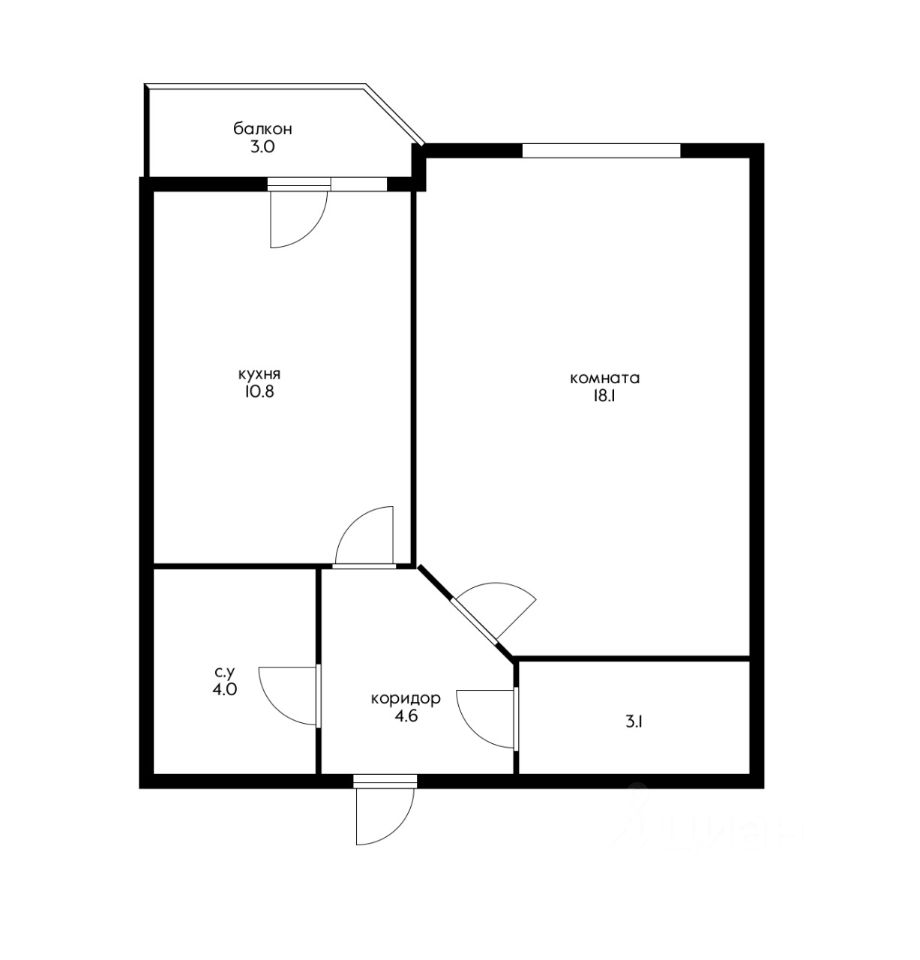 Планировка этой квартиры по данным Циан