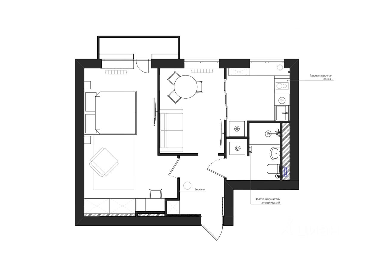 Планировка этой квартиры по данным Циан