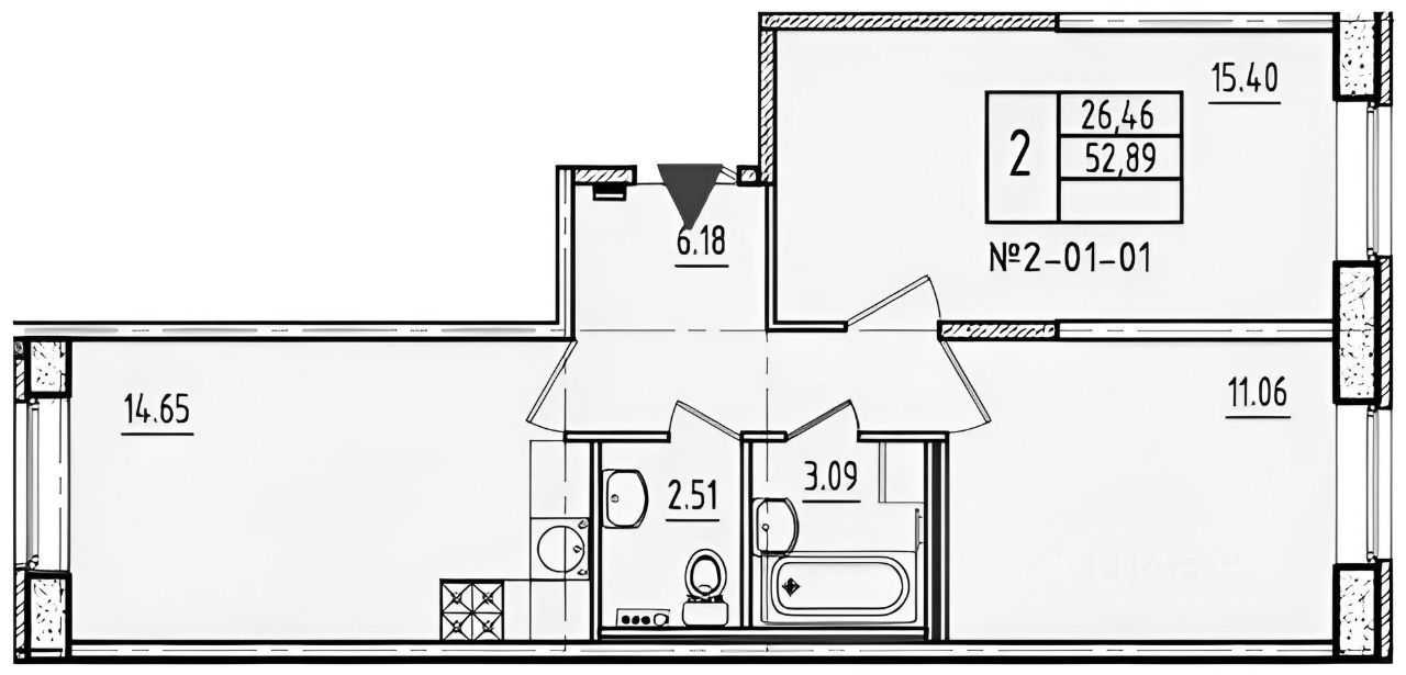 Планировка этой квартиры по данным Циан