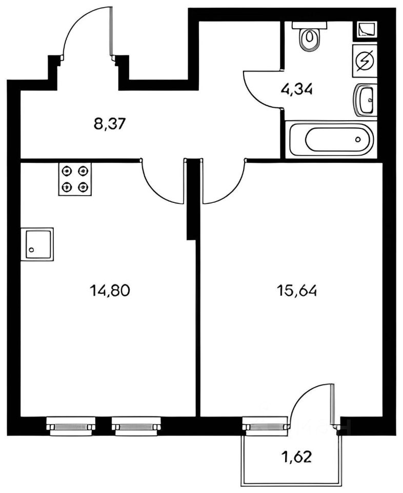 Планировка этой квартиры по данным Циан