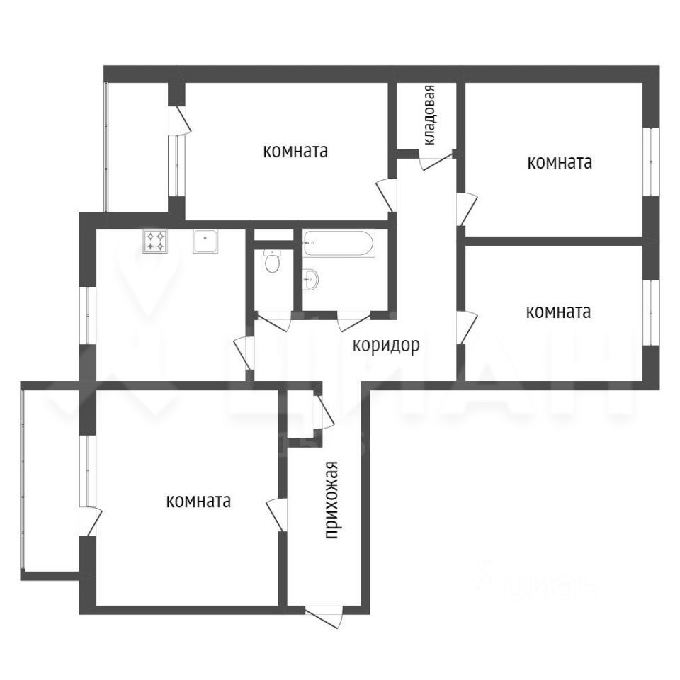 Планировка этой квартиры по данным Циан