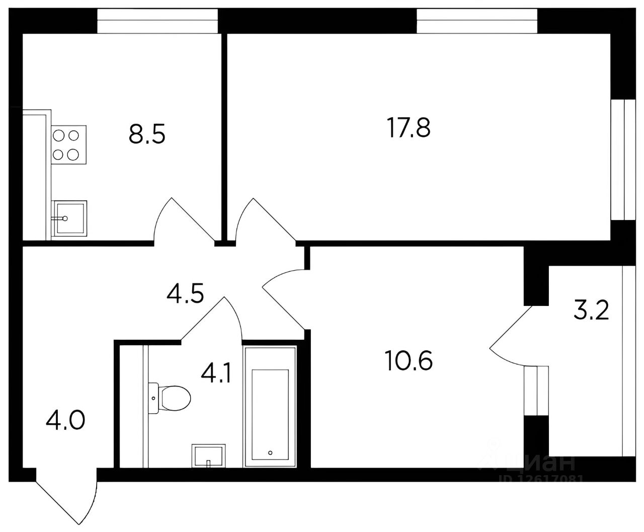 Планировка этой квартиры по данным Циан