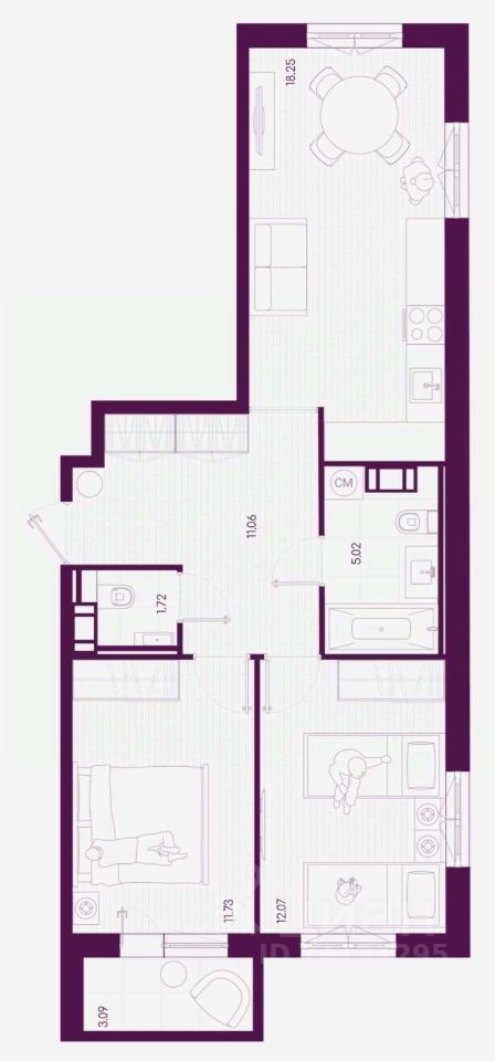 2-комн.кв., 60,3 м², 5/5 этаж
