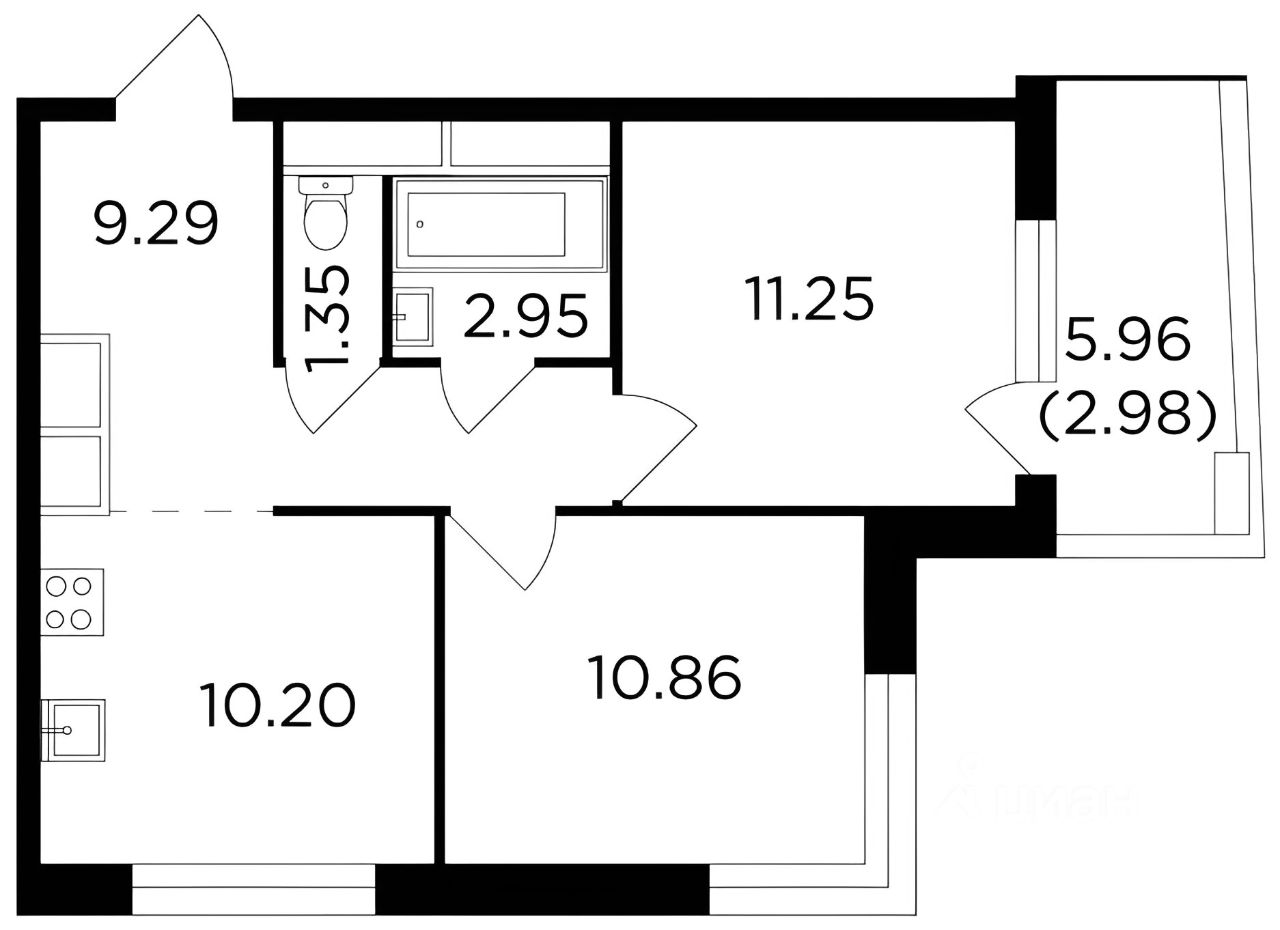 Планировка этой квартиры по данным Циан