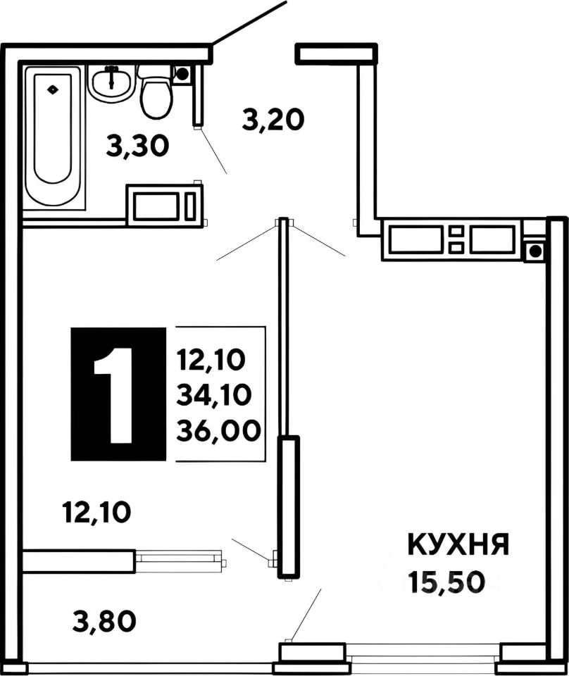 Планировка этой квартиры по данным Циан