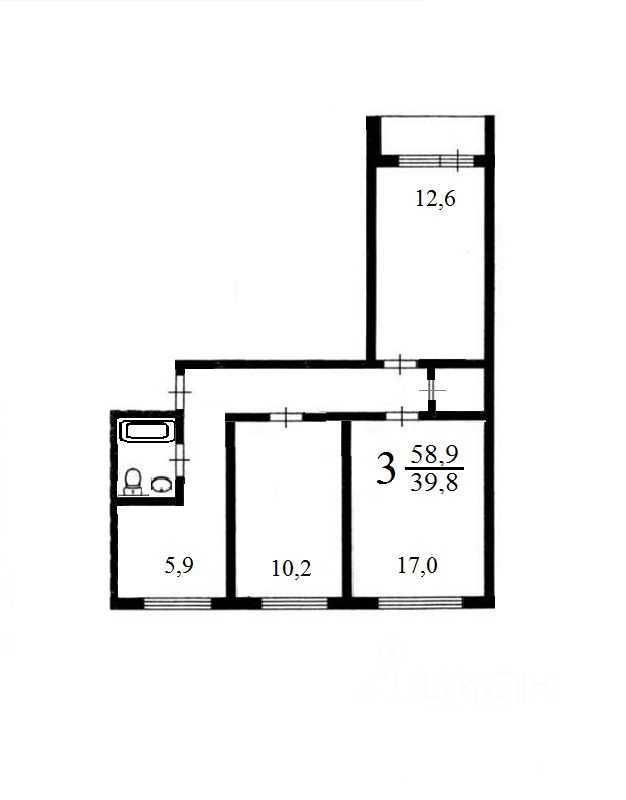 Планировка этой квартиры по данным Циан