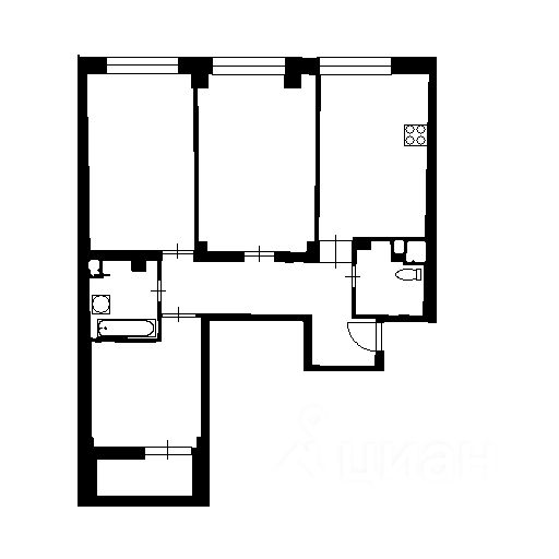 Планировка этой квартиры по данным Циан