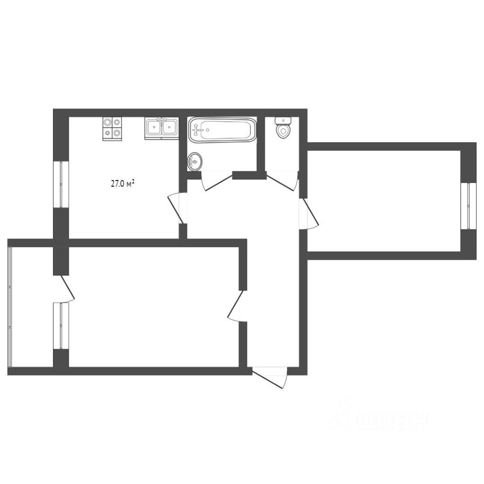 Планировка этой квартиры по данным Циан