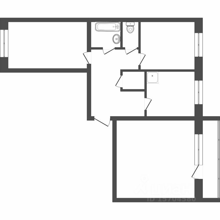 Планировка этой квартиры по данным Циан
