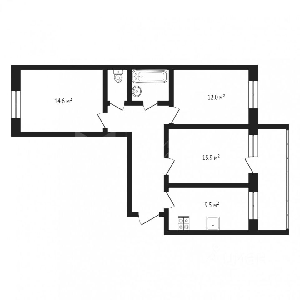 Планировка этой квартиры по данным Циан