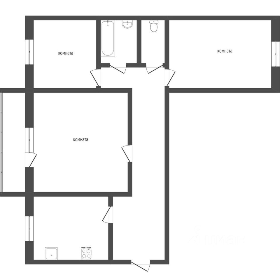 Планировка этой квартиры по данным Циан