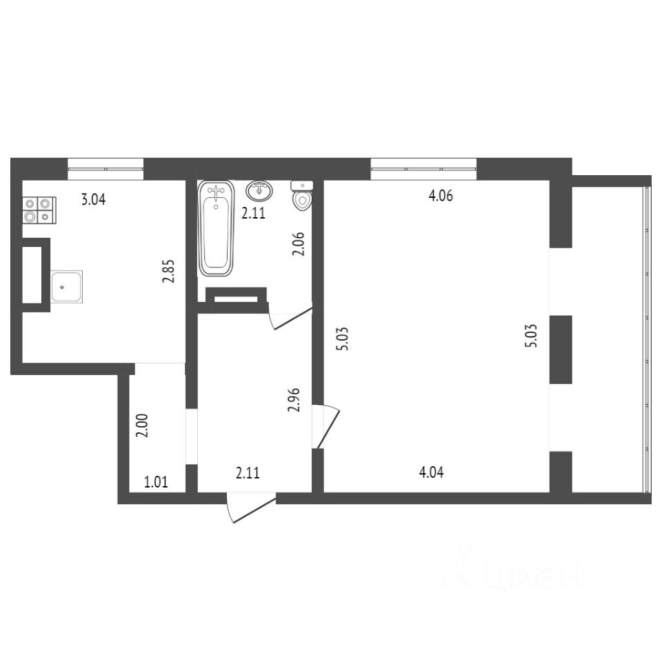 Планировка этой квартиры по данным Циан