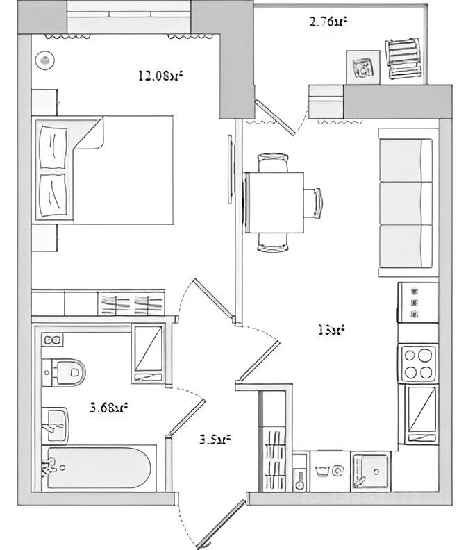 Планировка этой квартиры по данным Циан