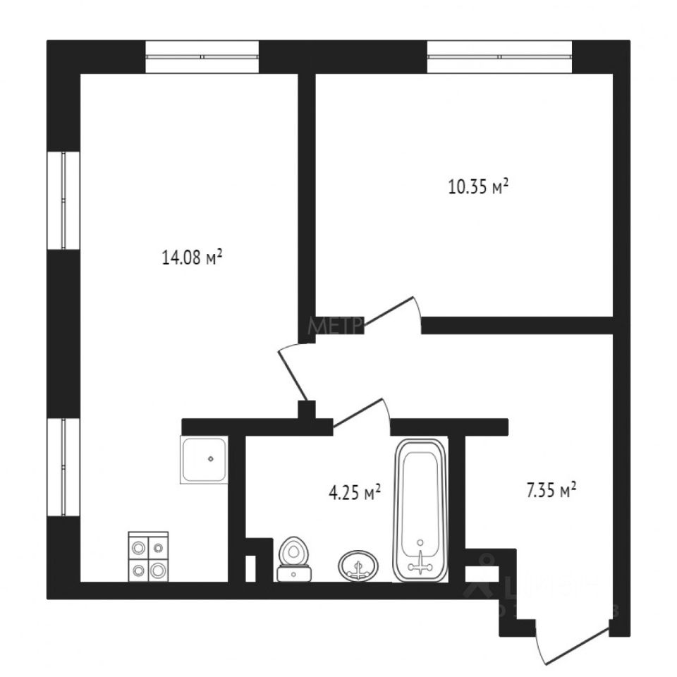 Планировка этой квартиры по данным Циан