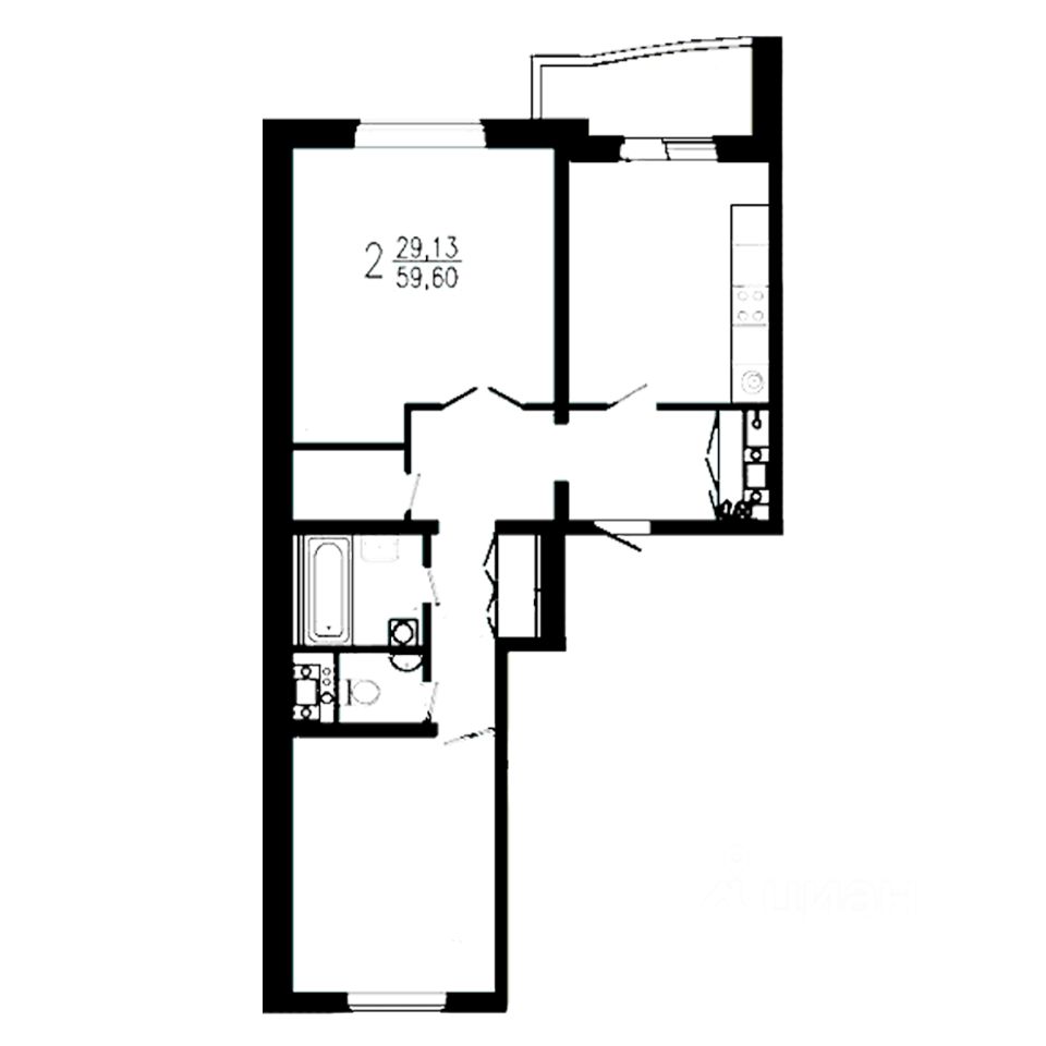 Планировка этой квартиры по данным Циан