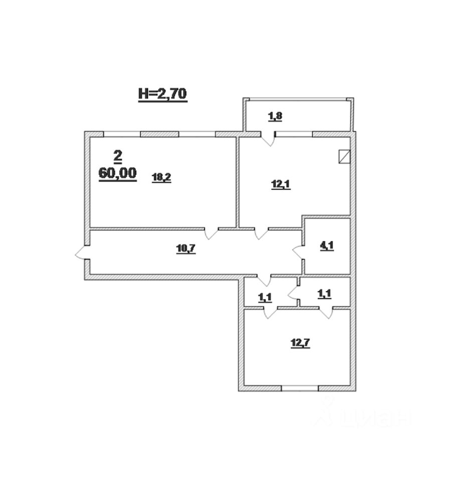 Планировка этой квартиры по данным Циан
