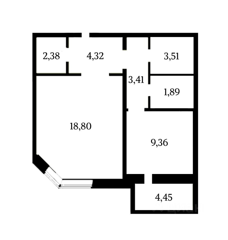 Планировка этой квартиры по данным Циан