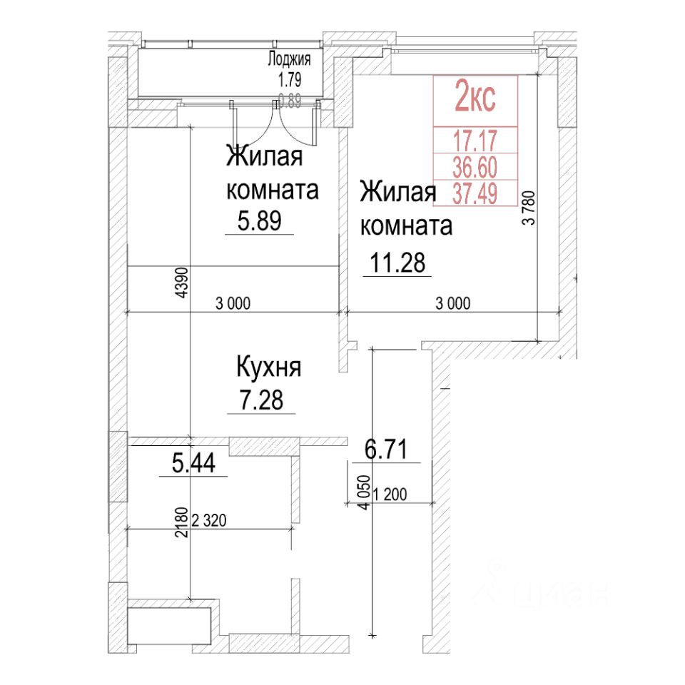 1-комн.кв., 36,6 м², 14/21 этаж