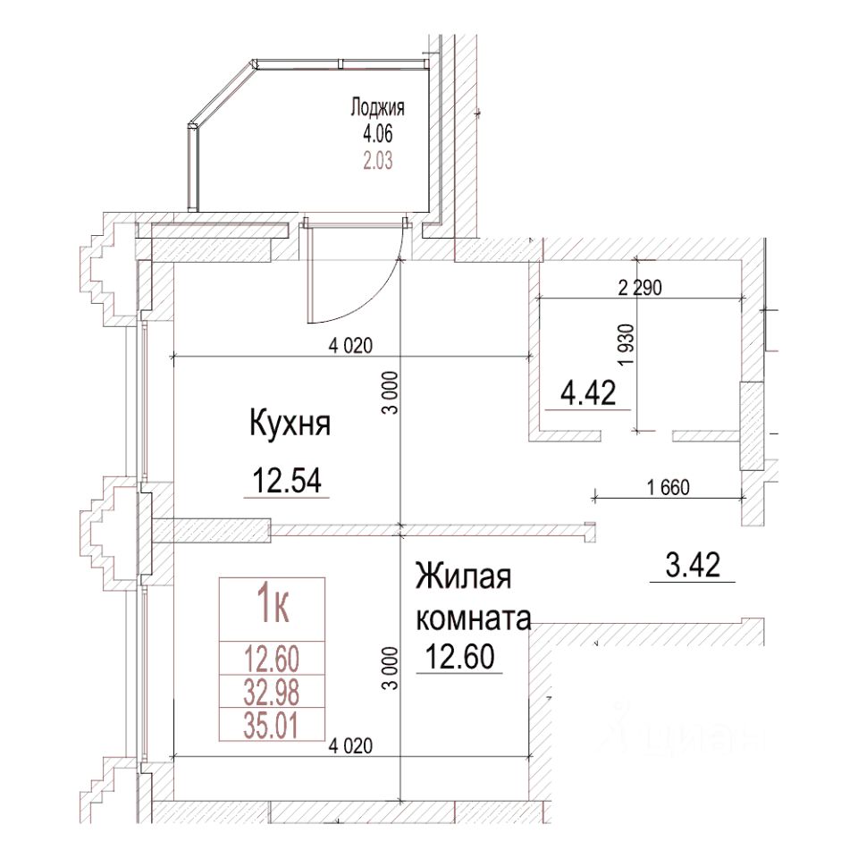 1-комн.кв., 32,9 м², 14/21 этаж