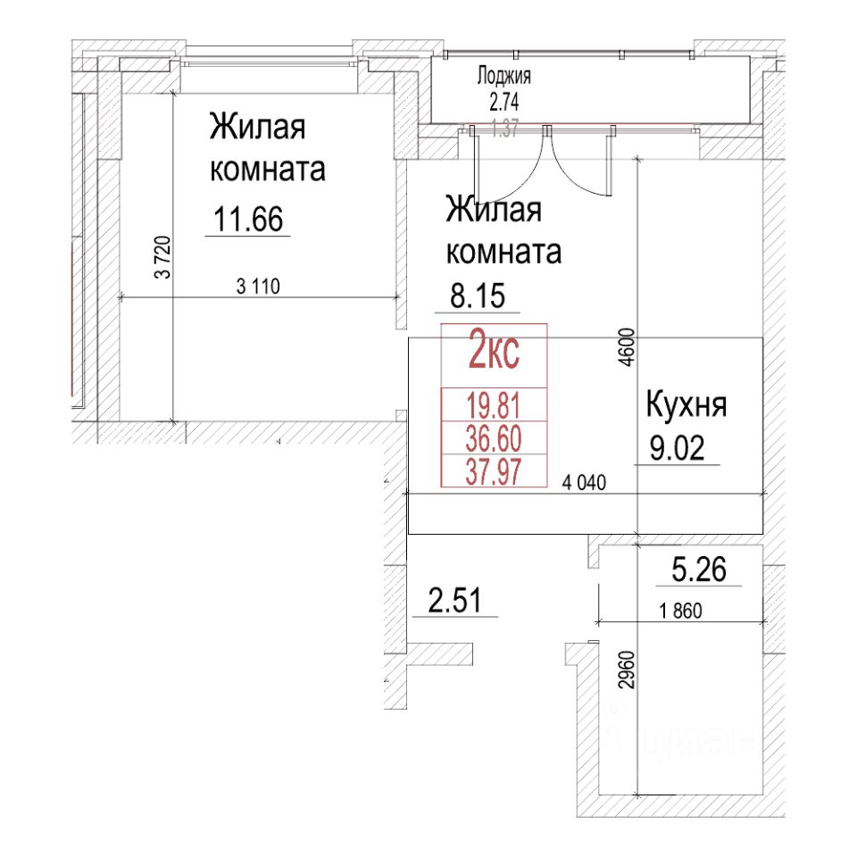 1-комн.кв., 36,6 м², 14/21 этаж