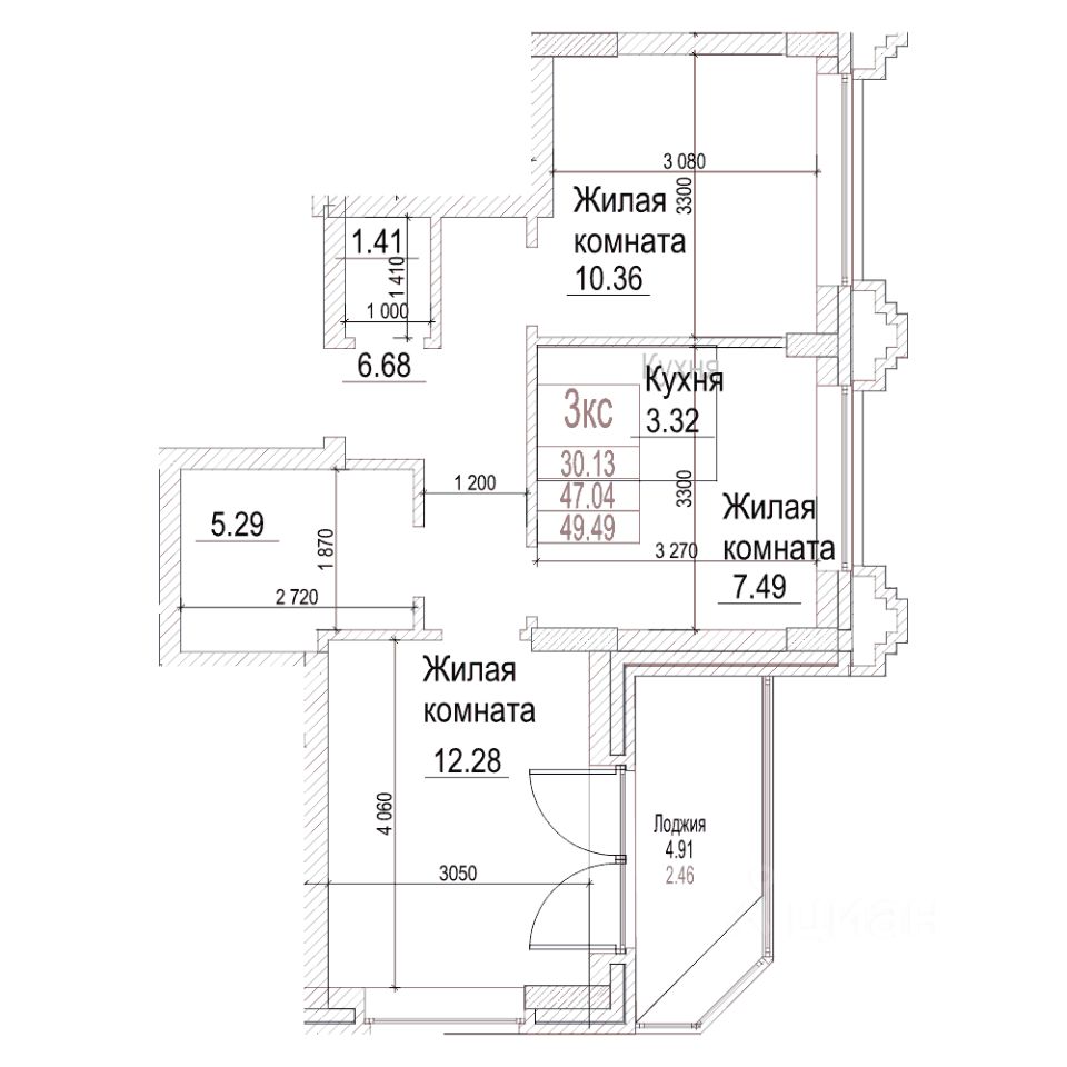 1-комн.кв., 47 м², 17/21 этаж
