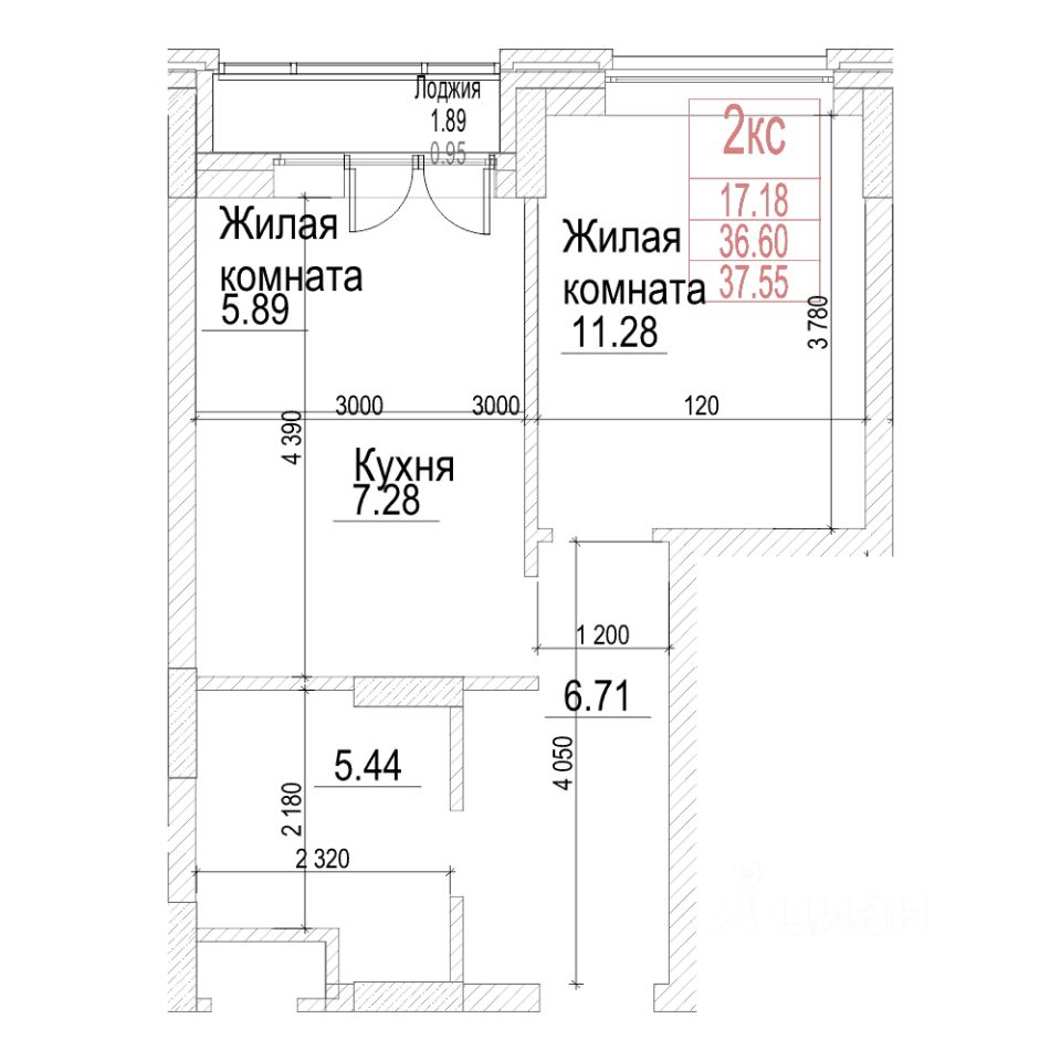 1-комн.кв., 36,6 м², 17/21 этаж