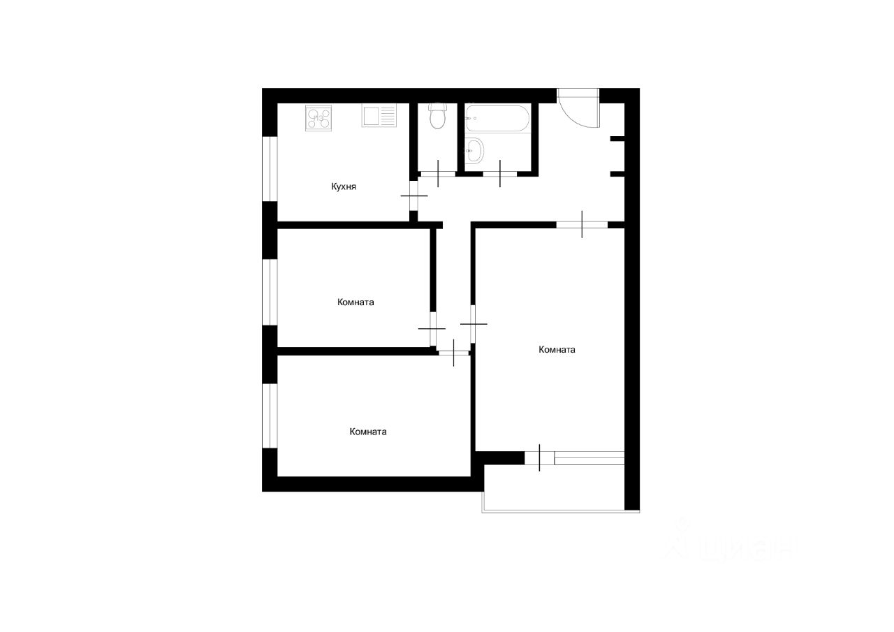 Планировка этой квартиры по данным Циан