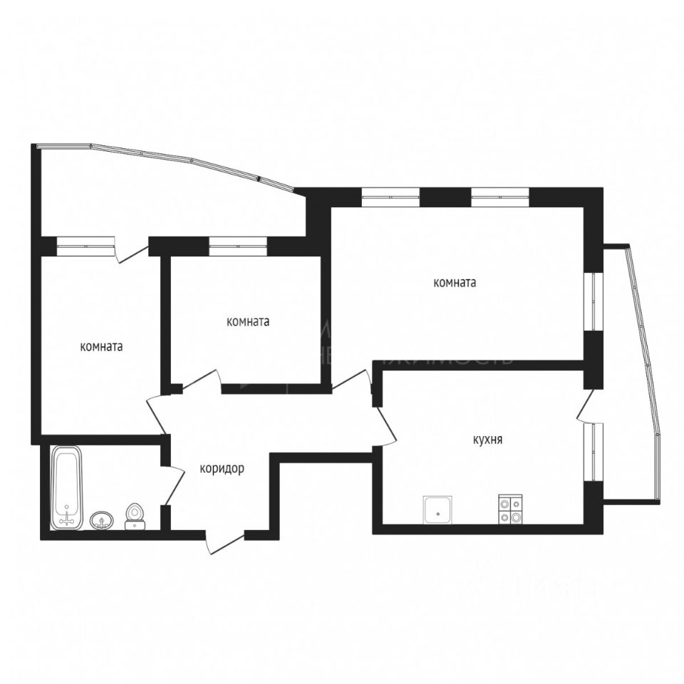 Планировка этой квартиры по данным Циан