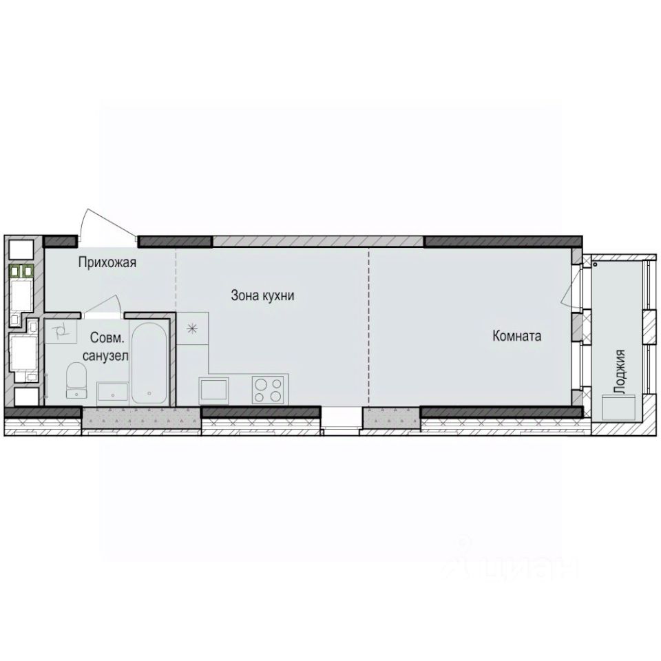 Студия, 29,7 м², 5/23 этаж