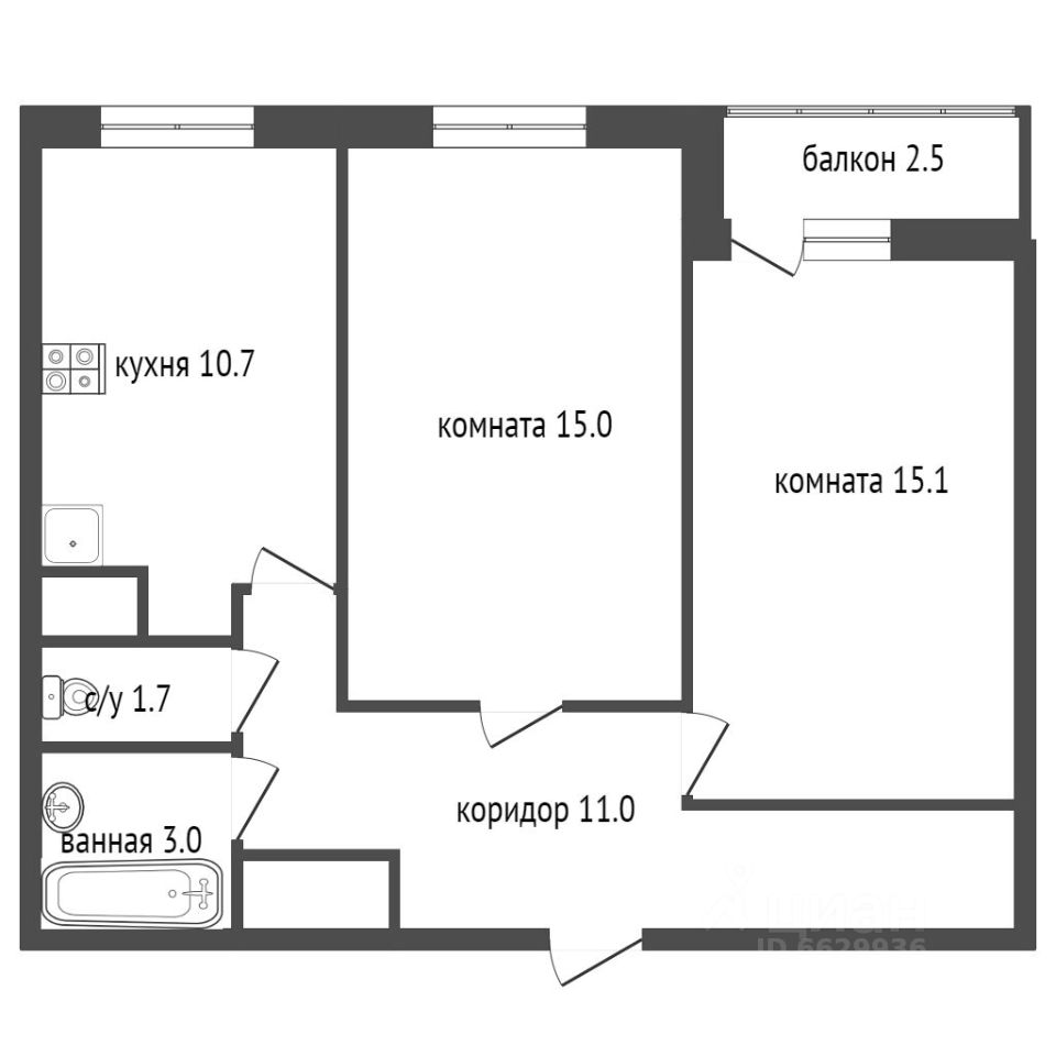 Планировка этой квартиры по данным Циан