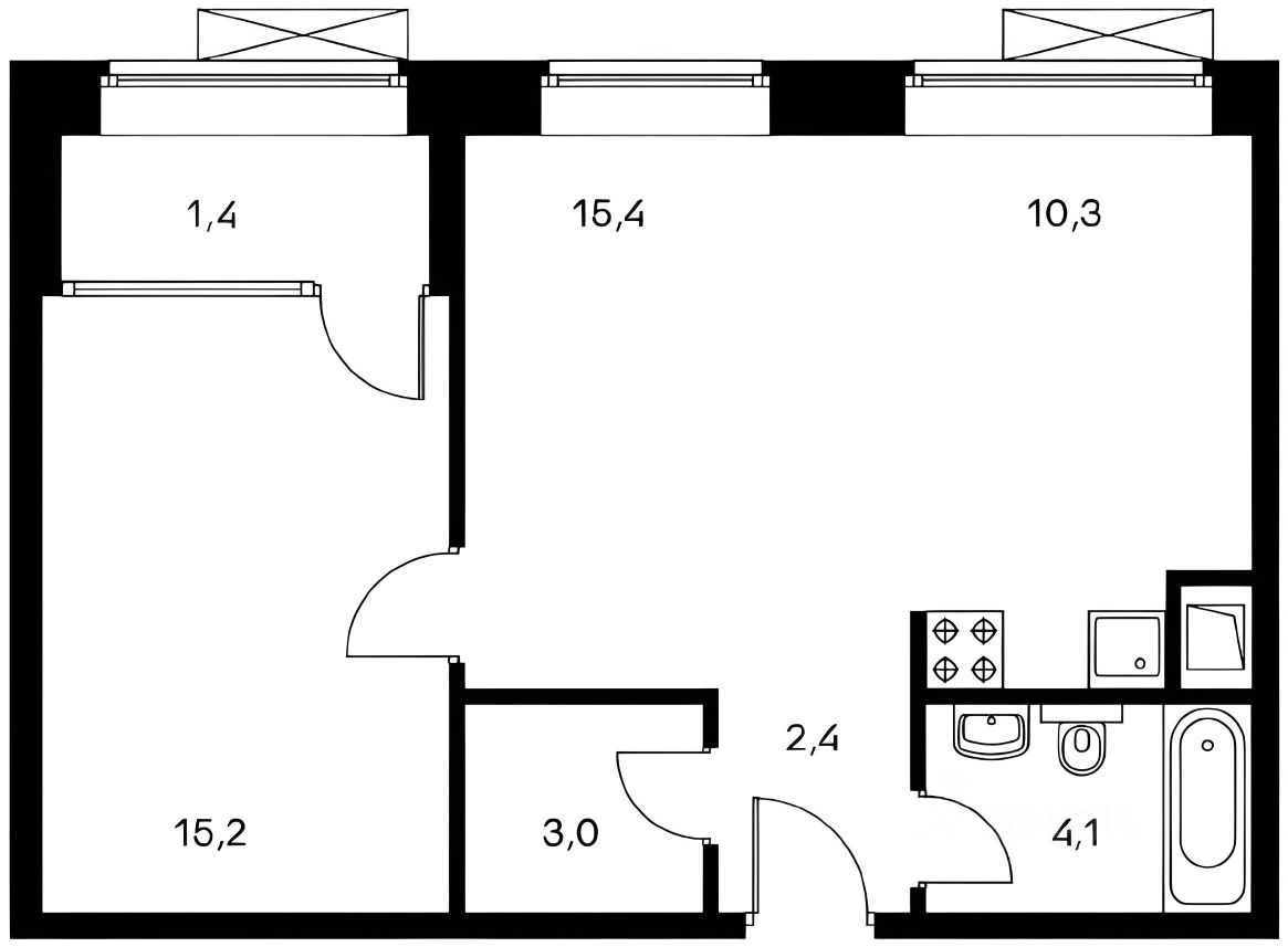 Планировка этой квартиры по данным Циан