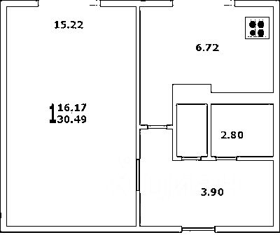 Планировка этой квартиры по данным Циан