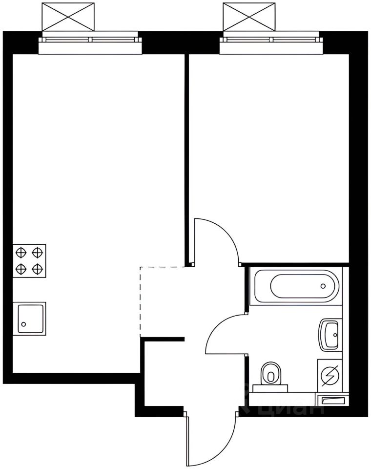 Планировка этой квартиры по данным Циан