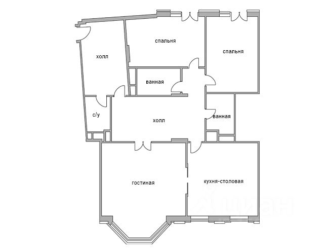 Планировка этой квартиры по данным Циан