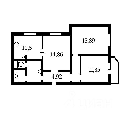 Планировка этой квартиры по данным Циан