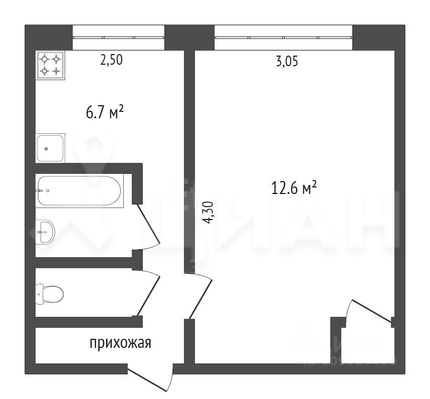 Планировка этой квартиры по данным Циан