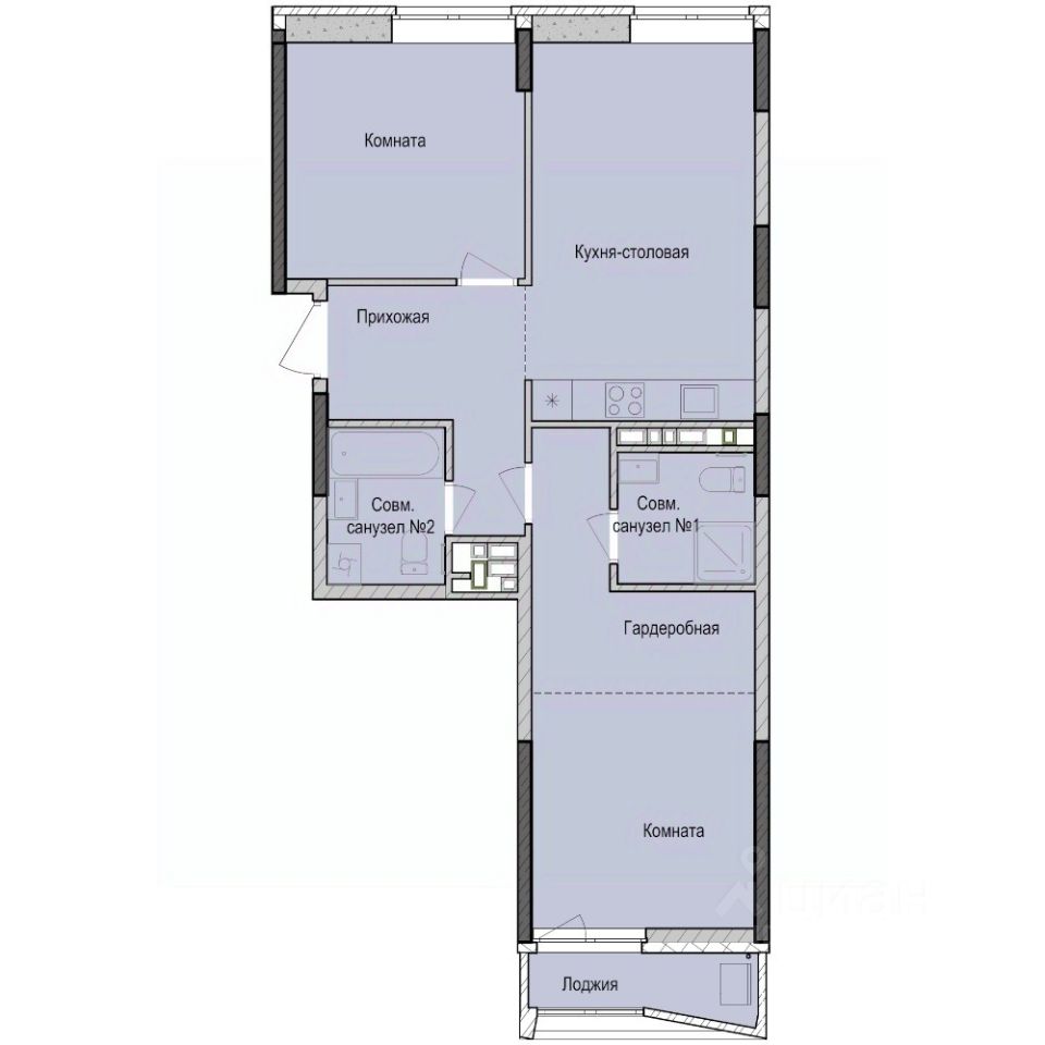 2-комн.кв., 66,6 м², 7/23 этаж