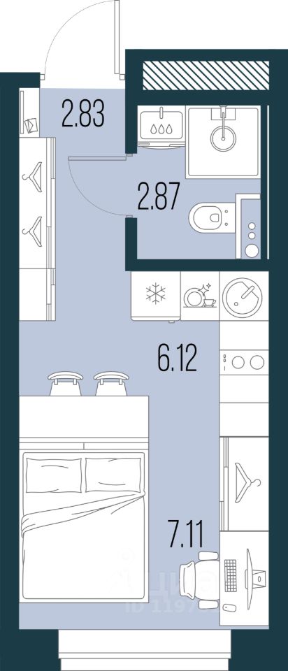 Студия, 18,9 м², 2/17 этаж
