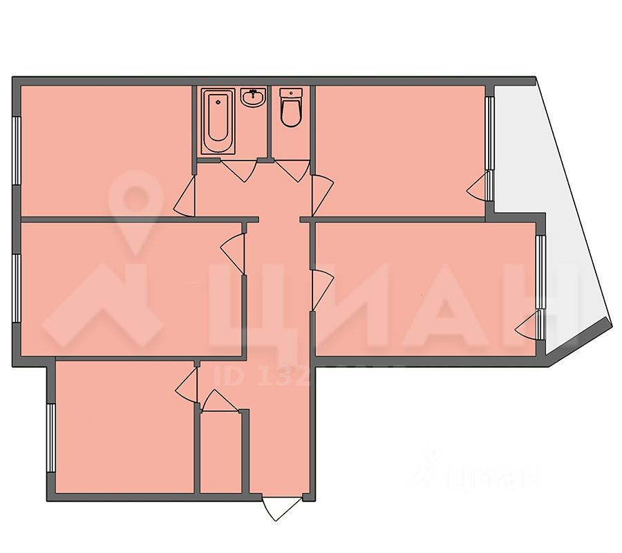 Планировка этой квартиры по данным Циан