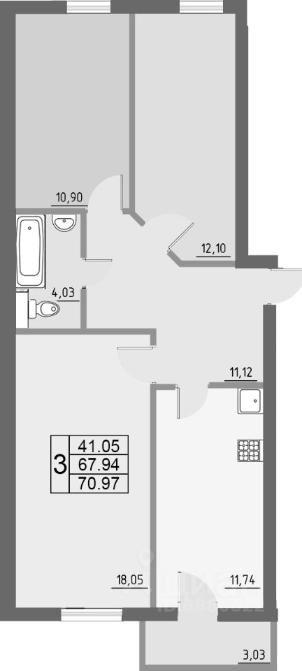Планировка этой квартиры по данным Циан