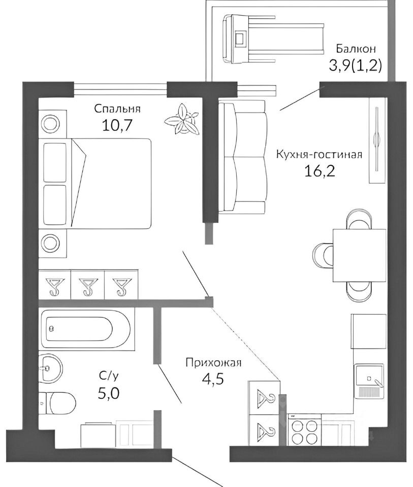 Планировка этой квартиры по данным Циан