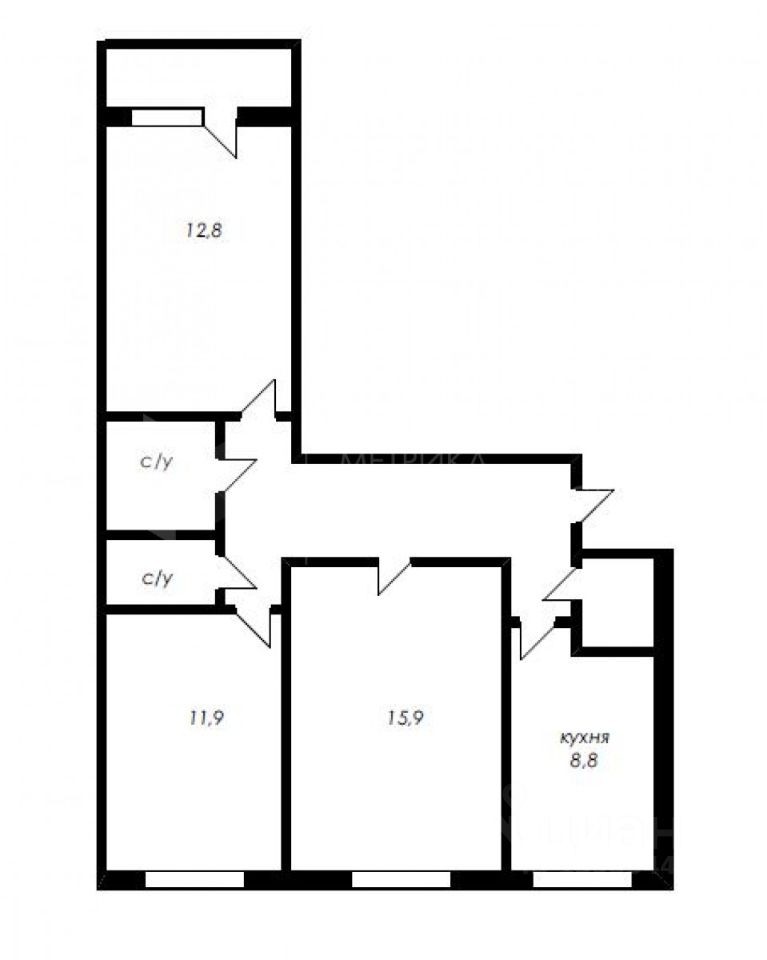 Планировка этой квартиры по данным Циан