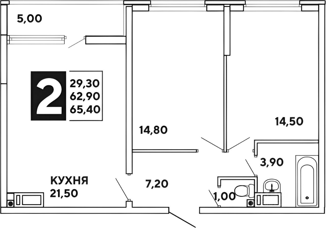 Планировка этой квартиры по данным Циан
