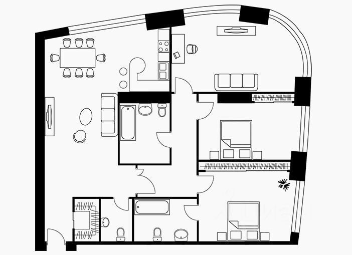 Планировка этой квартиры по данным Циан