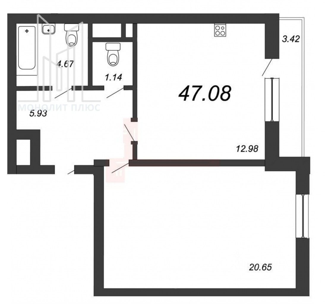 Планировка этой квартиры по данным Циан