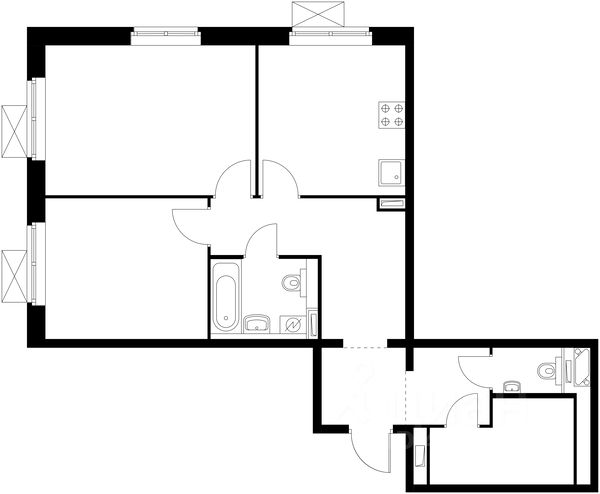 Планировка этой квартиры по данным Циан