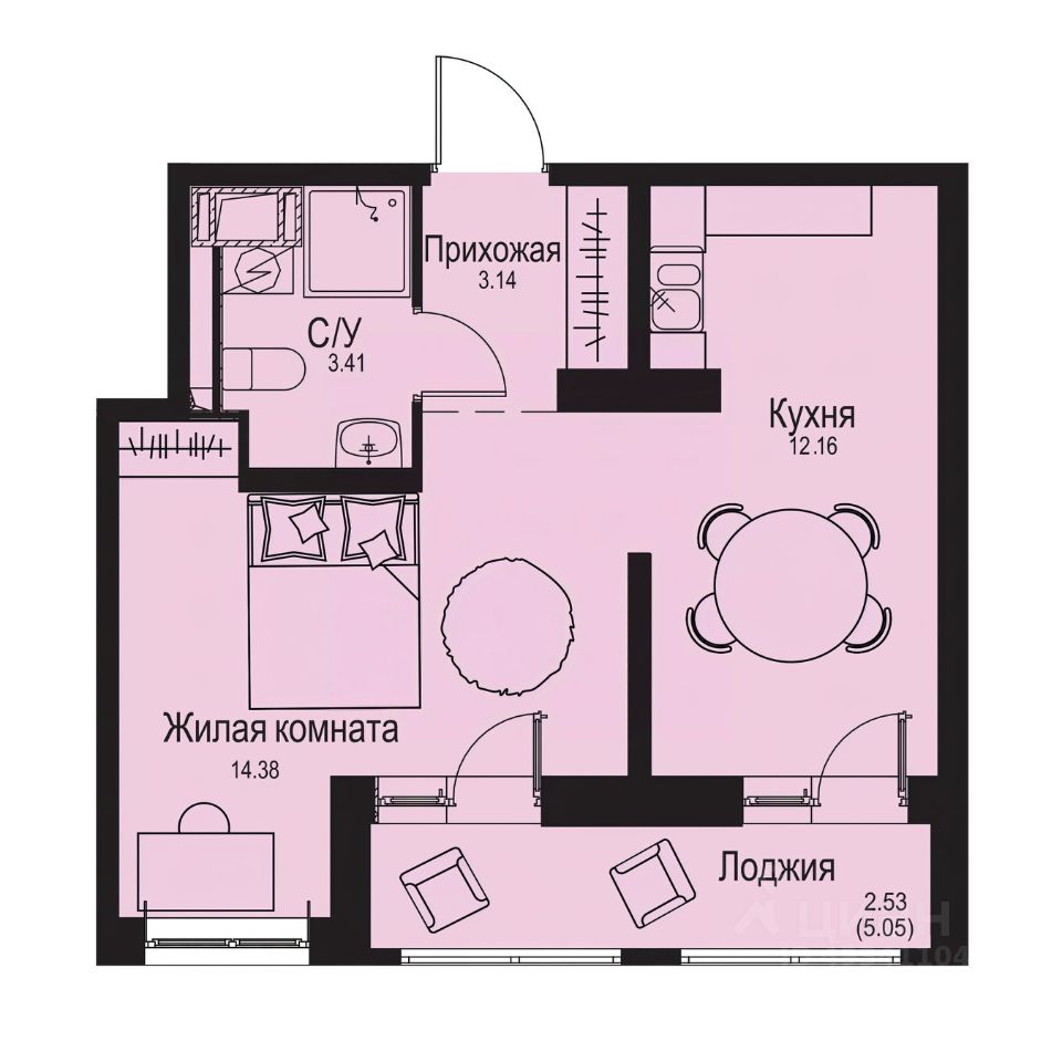 1-комн.кв., 35,6 м², 9/9 этаж